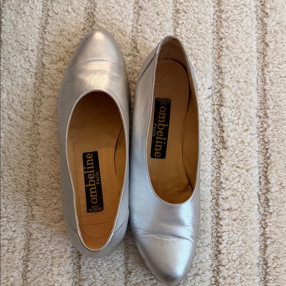 Ombeline Silver Leather Ballet Flats